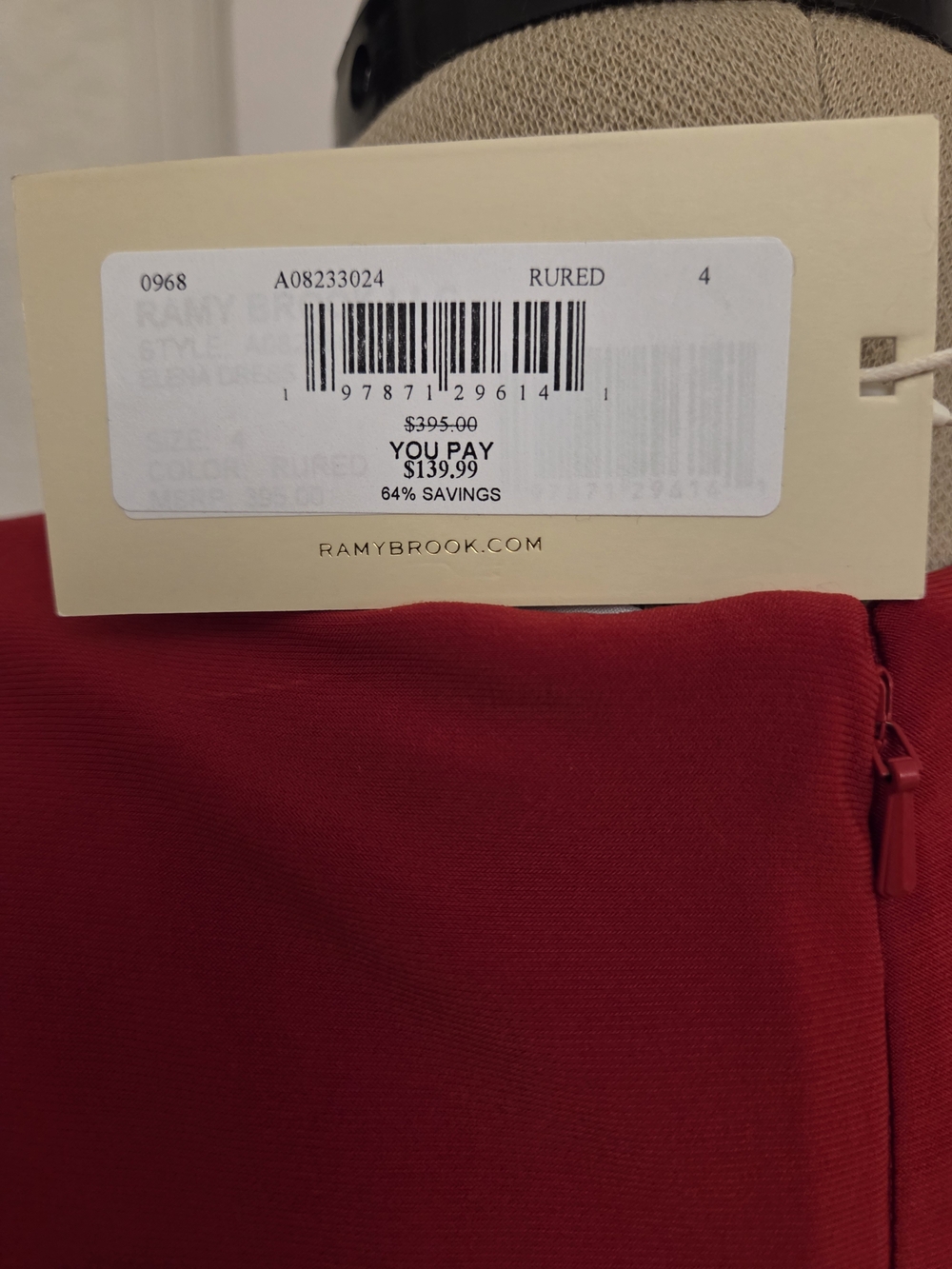 Ramy Brook Red Plunge Ruched Dress - Picture 10 of 12